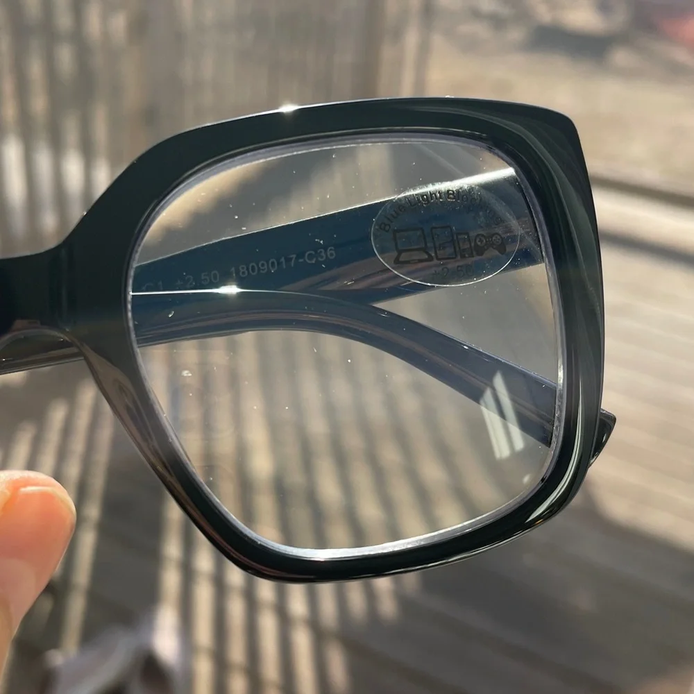 NEW 2.5 black frame readers blue light lens OVERSIZED soft bridge spring wbag